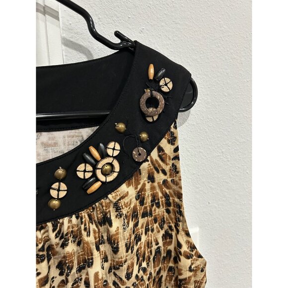 Ruby Rd. Petite Sleeveless Animal Print Top Embellished Black Collar Sz PXL - Picture 4 of 10